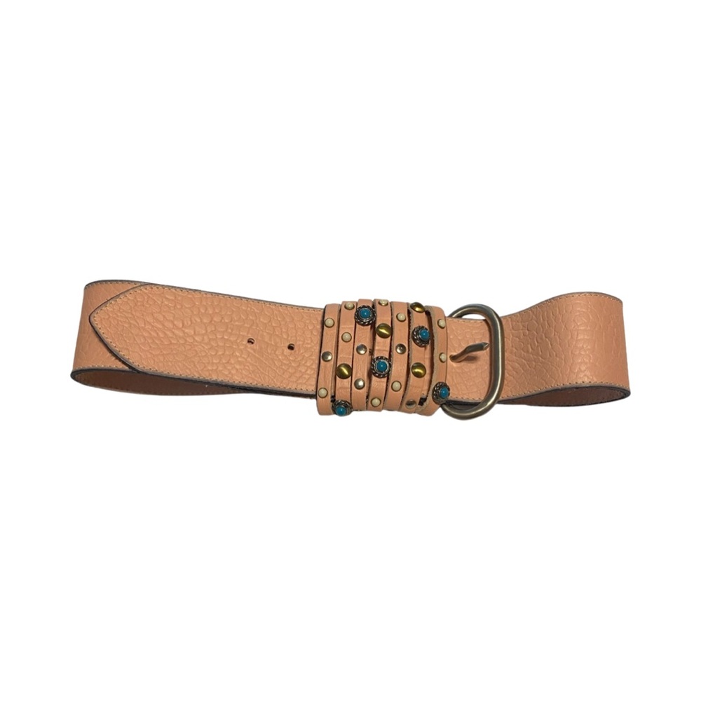 Vintage 1990s wide pink leather studded belt